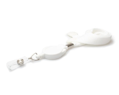 Plain White 16mm Tubular Retractable Lanyard - Promotions Only Lanyards