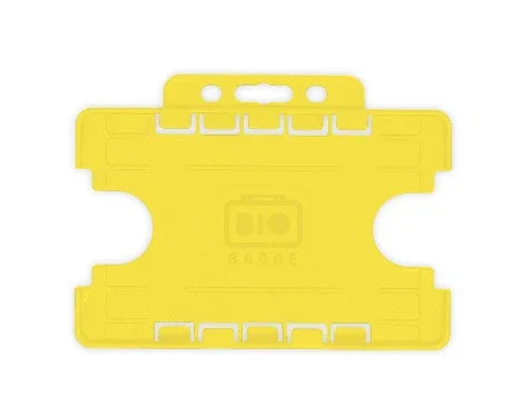 Yellow Dual-Sided BIOBADGE Open Faced ID Card Holders - Landscape - Promotions Only Lanyards