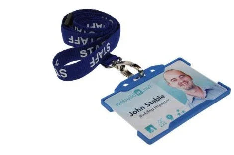 Blue Staff Lanyards 15mm Oval Clip - Promotions Only Lanyards