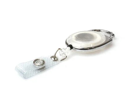 White Translucent Carabiner Card Reels with Reinforced ID Straps - Promotions Only Lanyards