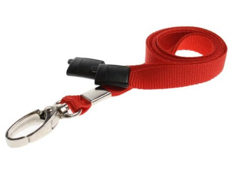Red Lanyards Plain 10mm Flat with Metal Clip - Promotions Only Lanyards