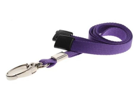 Purple Lanyards Plain Flat 10mm with Metal Clip - Promotions Only Lanyards