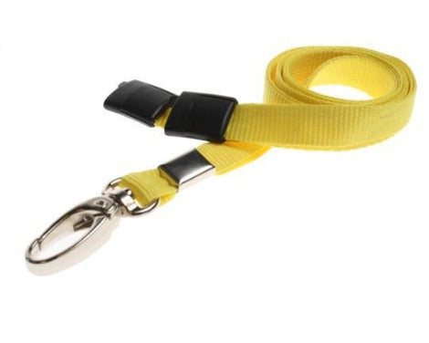 Yellow Lanyards Plain 10mm Flat with Metal Clip - Promotions Only Lanyards