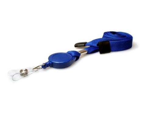Plain Blue 16mm Tubular Retractable Lanyard - Promotions Only Lanyards
