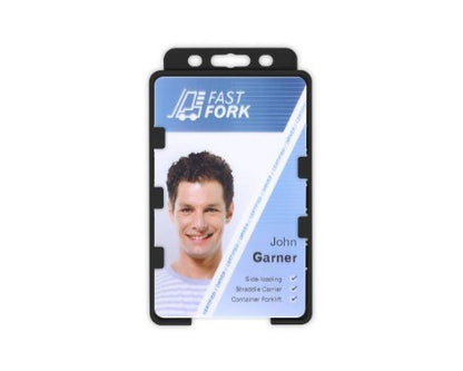 Black Card Holder BioBadge Dual-Sided Portrait - Promotions Only Lanyards