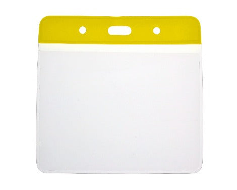 Yellow Colour Coded PVC Clear Plastic Card Holder - 10cm by 8cm - Promotions Only Lanyards