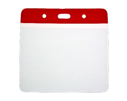 Red Colour Coded PVC Clear Plastic Card Holder - 10cm by 8cm - Promotions Only Lanyards
