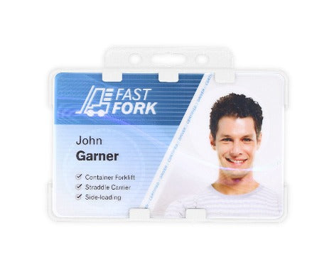 White Dual-Sided BIOBADGE Open Faced ID Card Holders - Landscape - Promotions Only Lanyards