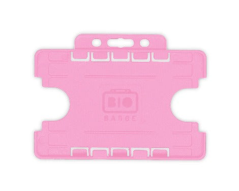 Pink Dual-Sided BIOBADGE Open Faced ID Card Holders - Landscape - Promotions Only Lanyards