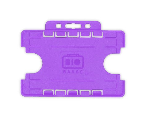 Purple Dual-Sided BIOBADGE Open Faced ID Card Holders - Landscape - Promotions Only Lanyards