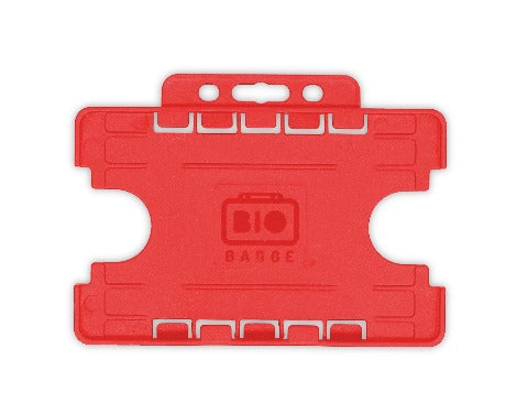 Red Dual-Sided BIOBADGE Open Faced ID Card Holders - Landscape - Promotions Only Lanyards