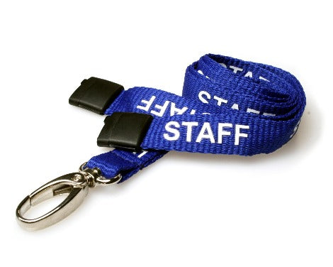 Blue Staff Lanyards 15mm Oval Clip - Promotions Only Lanyards