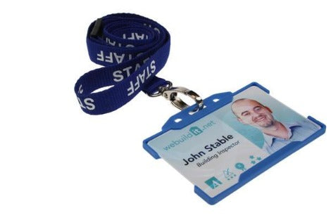 Blue Staff Lanyards 15mm Oval Clip - Promotions Only Lanyards