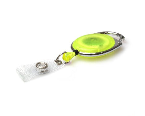 Yellow Translucent Carabiner Card Reels with Reinforced ID Straps - Promotions Only Lanyards