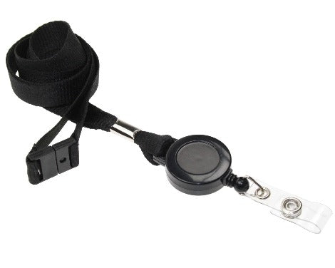rPET Black Lanyards 15mm with Card Reels - Promotions Only Lanyards