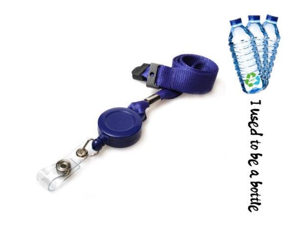 rPET Navy Blue Lanyards 15mm with Card Reels - Promotions Only Lanyards