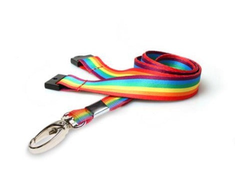 Rainbow Lanyards 15mm with Metal Oval Clip - Promotions Only Lanyards