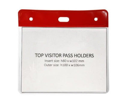 Red Colour Coded PVC Clear Plastic Card Holder - 10cm by 8cm - Promotions Only Lanyards