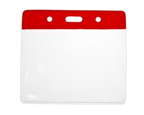 Red Colour Coded PVC Clear Plastic Card Holder - Credit Card Size - Promotions Only Lanyards