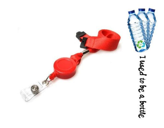 rPET Red Lanyards 15mm with Card Reels - Promotions Only Lanyards