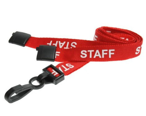 Red Staff Lanyards 15mm with Plastic J Clip - Promotions Only Lanyards