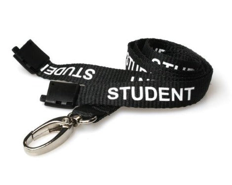 Black Student Lanyards 15mm Oval Clip - Promotions Only Lanyards