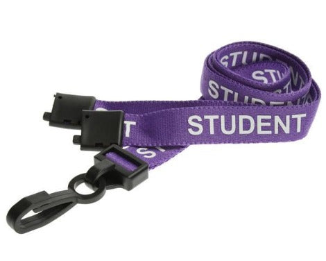 Purple Student Lanyards 15mm with Breakaway and Plastic J Clip - Promotions Only Lanyards