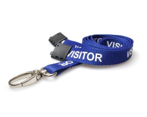 Blue Visitor Lanyards 15mm Oval Clip - Promotions Only Lanyards